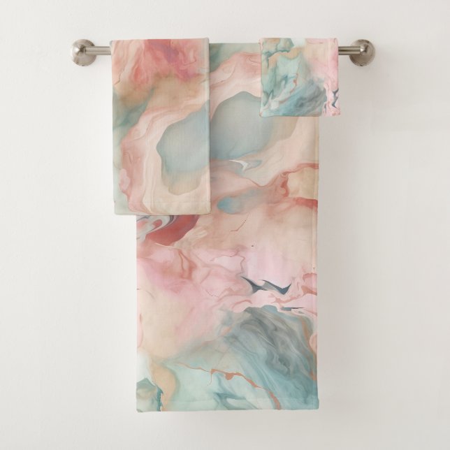 ATEMBERAUBENDES EARTH MARBLE SWIRL BADEZIMMER TOWE BADHANDTUCH SET (Insitu)