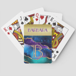 Atemberaubendes farbiges Agate I 3 Farbmonogramm B Spielkarten