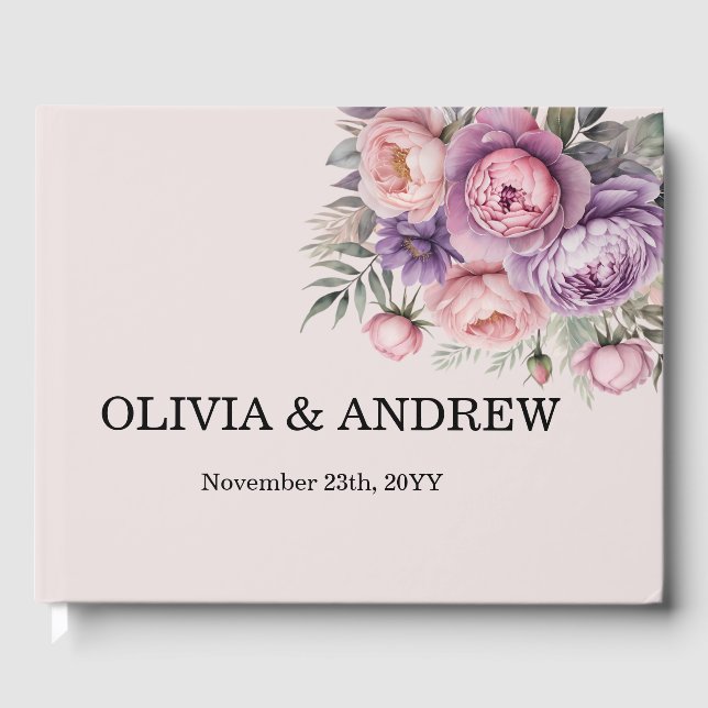 Atemberaubendes florales Gästebuch für Hochzeiten (Vorderseite)