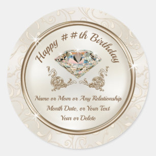 Atemberaubendes Glück, Geburtstagsaufkleber für Fr Runder Aufkleber