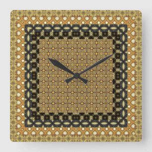 Atemberaubendes Gold und schwarze mit Ziegeln Quadratische Wanduhr