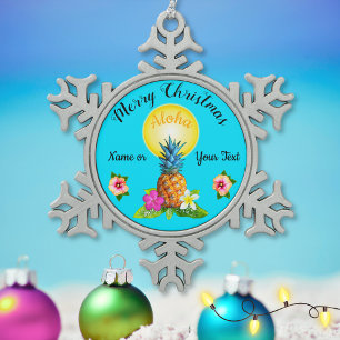 Atemberaubendes hawaiisches Weihnachten verziert Schneeflocken Zinn-Ornament