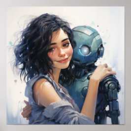 Atemberaubendes helles Aquarellportrait eines 16-J Poster