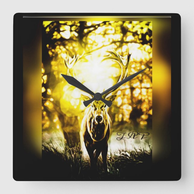 Atemberaubendes Hirsch 01-01 Quadratische Wanduhr (Vorderseite)
