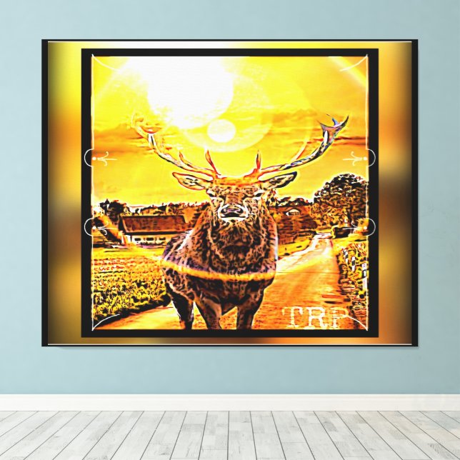 Atemberaubendes Hirsch 02-02 Leinwanddruck (Insitu (Holzboden))