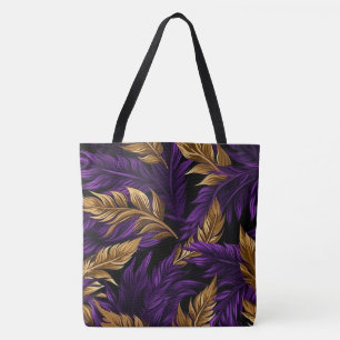Atemberaubendes Lila und goldenes Blumenblatt Groß Tasche
