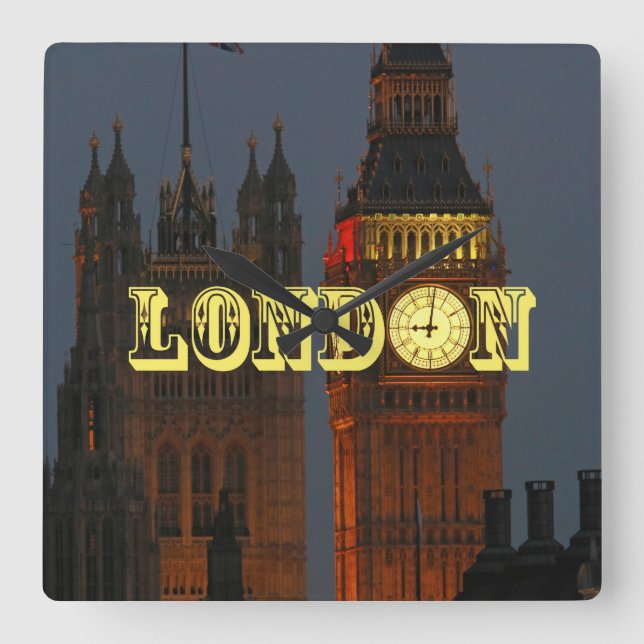 Atemberaubendes Londoner Pro-Foto Quadratische Wanduhr (Vorderseite)