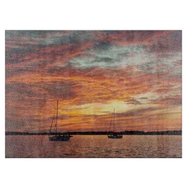 Atemberaubendes Long Island Sound Sunset Cutting B Schneidebrett (Vorderseite)