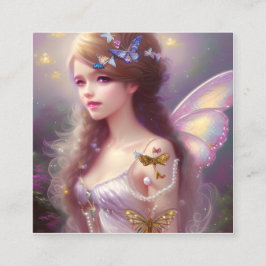 Atemberaubendes magisches Chibi Fairy Girl mit Lon Quadratische Visitenkarte