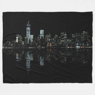 Atemberaubendes NachtFoto von New YorkSkyline Fleecedecke