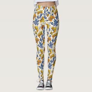 Atemberaubendes nahtloses Muster aus Blumen und Bl Leggings