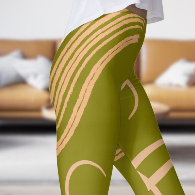 Atemberaubendes Olive Green Swirt Muster Leggings (Swirl on Olive)