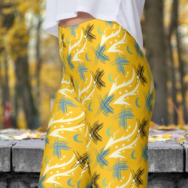 Atemberaubendes Orange Yellow Dragon Slash Muster Leggings (Dragon Slash on Orange Yellow Leggings)