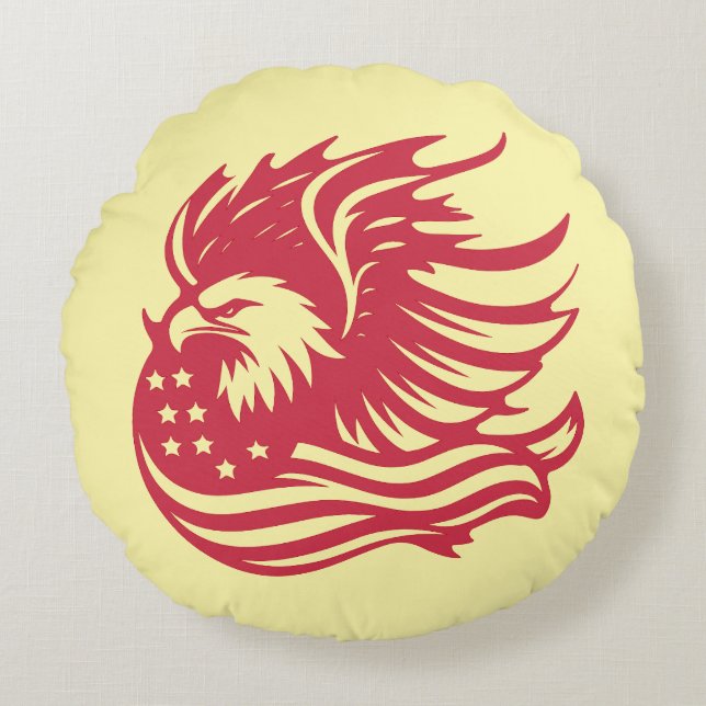 Atemberaubendes Patriotic Eagle Digital Artwork Rundes Kissen (Vorderseite)