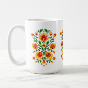 💛 🧡 ❤️ Atemberaubendes polnisches Folk Wycinanki Kaffeetasse