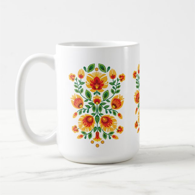 💛 🧡 ❤️ Atemberaubendes polnisches Folk Wycinanki Kaffeetasse (Links)