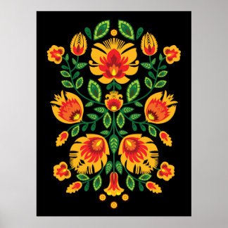 💛 🧡 ❤️ Atemberaubendes polnisches Folk Wycinanki Poster