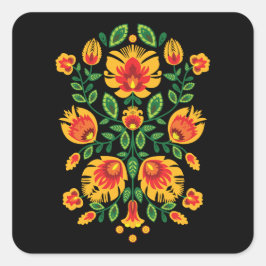 💛 🧡 ❤️ Atemberaubendes polnisches Folk Wycinanki Quadratischer Aufkleber