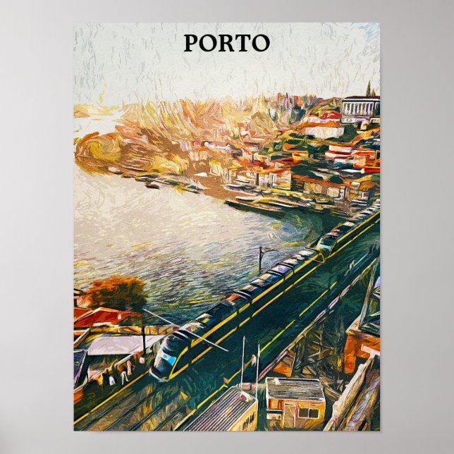 Atemberaubendes Porto Portugal Ölgemälde Poster (Vorne)