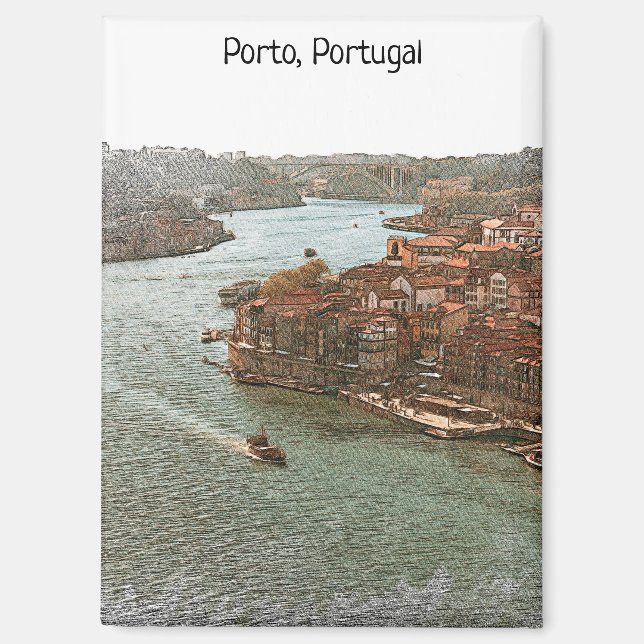 Atemberaubendes Porto Portugal Stadtbild Magnet (Vorderseite)