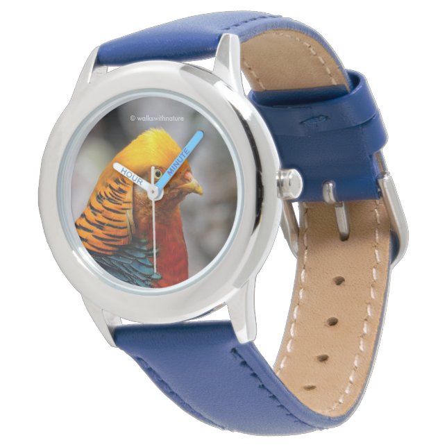Atemberaubendes Profil eines roten Golden Pheasant Armbanduhr (Schrägansicht)
