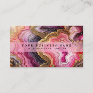 Atemberaubendes Rosa und Gold Geode Aquarell Visitenkarte