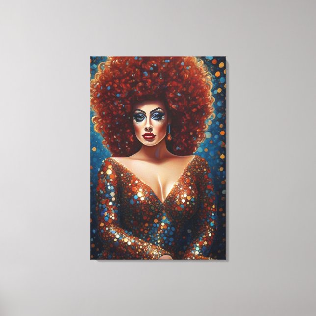 Atemberaubendes Rotes Bombshell Drag Queen Portrai Leinwanddruck (Vorderseite)