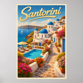 Atemberaubendes Santorini - Vintage-Reiseposter Poster
