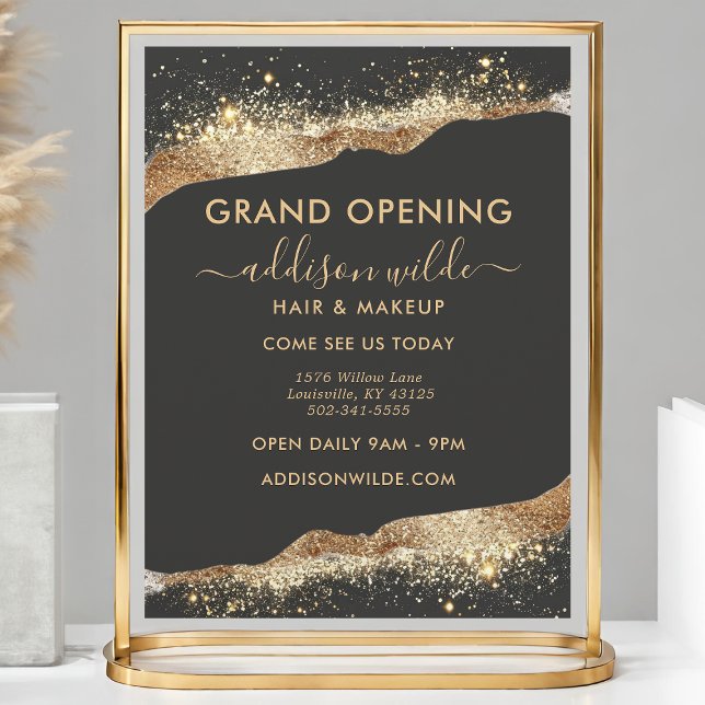 Atemberaubendes Schwarz-Gold-Glitter-Script Geschä Flyer (Von Creator hochgeladen)