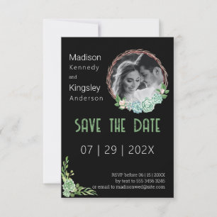 Atemberaubendes schwarzes Eukalyptus-Fab-Save the  Save The Date
