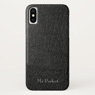 Atemberaubendes schwarzes Leder mit persönlichem C Case-Mate iPhone Hülle