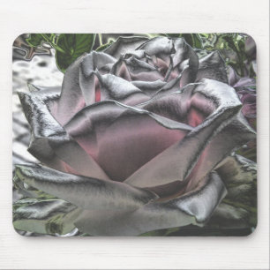 Atemberaubendes Silber und rosa Rose mousepad
