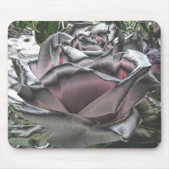 Atemberaubendes Silber und rosa Rose mousepad (Vorne)