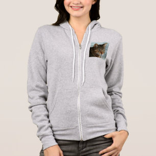 Atemberaubendes Tabby Cat Close Up Kunstportrait Hoodie