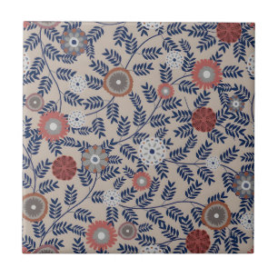 Atemberaubendes Teal- und Magenta-Blattmuster Fliese