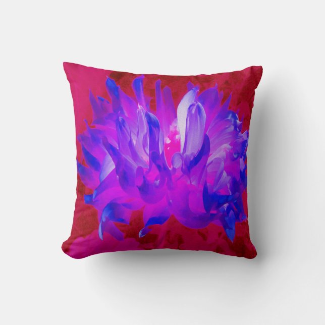 Atemberaubendes Violet Blau und Hot Pink Kaktus Da Kissen (Vorderseite)