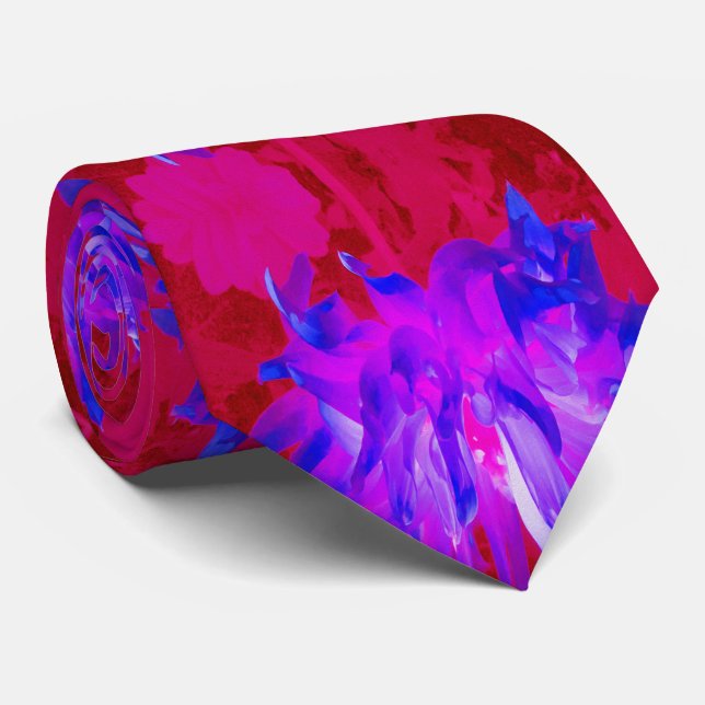 Atemberaubendes Violet Blau und Hot Pink Kaktus Da Krawatte (Gerollt)