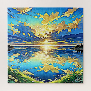 Atemberhauer Sonnenuntergang über dem Wasser