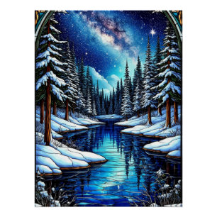 Atemberlandschaft im Winter mit Schnee Poster