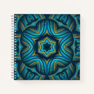 Atembermende abstrakte blaue und gelbe Mandala-Kun Notizbuch