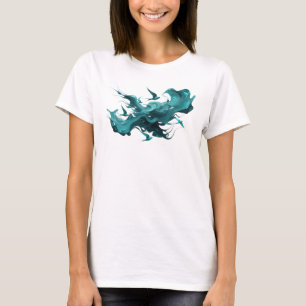 Atembermende blaue abstrakte Vögel Tragbare Kunst T-Shirt