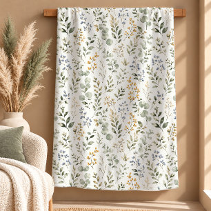 Atembermende Sage-Grün-Botanical-Watercolor-Decke Sherpadecke