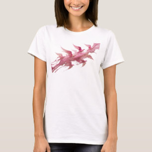 Atembermendes rosa abstraktes Vögel-Trendy-T-Shirt T-Shirt