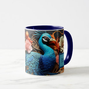 Atembermug mit individuellem Monogramm Pfau Tasse