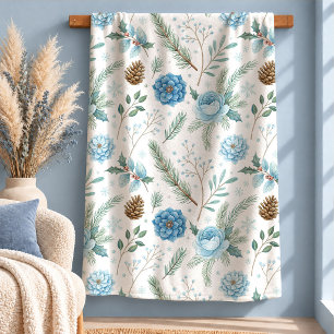 Atembernd blaue Winterblumen Pastellblaue Decke Sherpadecke