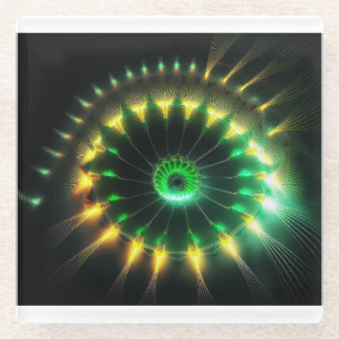 Atembernd gelbe und grüne Pinwheel-Fraktal Glasuntersetzer
