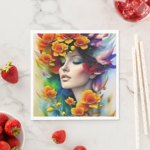 Atembernde Blumen-Symphonie-Grafik Serviette