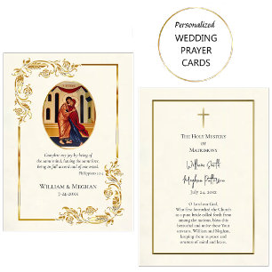 Atembernde goldene Schriftrollen Orthodoxe Hochzei Platzkarte