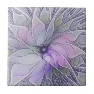 Atembernde moderne abstrakte Fraktalkunst-Blume Fliese