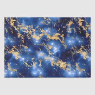 Atemberndes Blau, Weiß und Gold Marmor Galaxy Seidenpapier
